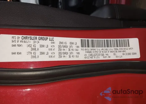 2014 Dodge Durango Limited z USA, uszkodzony, nr VIN 1C4RDJDG7EC971589